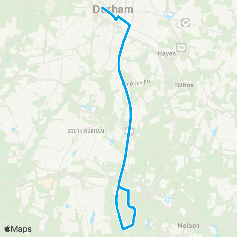 GoDurham E. Main St – NCCU – Falls Pointe map