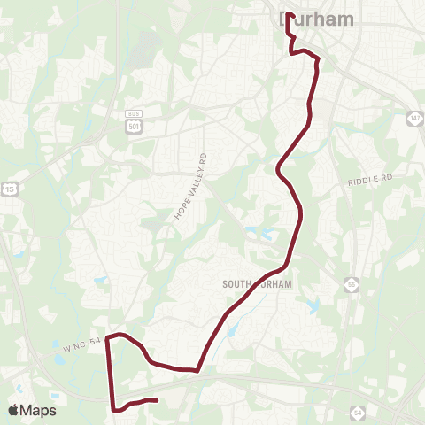 GoDurham Fayetteville St – NCCU – Southpoint map