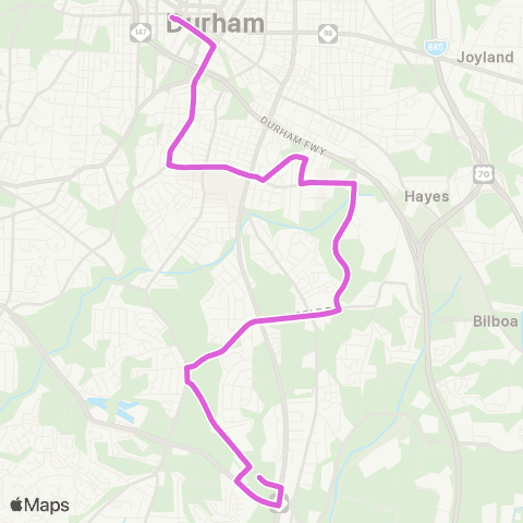 GoDurham Lawson St – NCCU – Durham Tech map