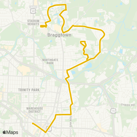 GoDurham Dearborn - Duke Rgnl - Ben Frkln Blvd map