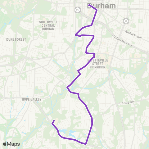 GoDurham Forest Hills – S. Rox– MLK Pkwy map