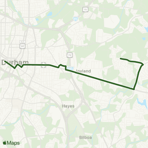 GoDurham Holloway St – Village – Southern HS map