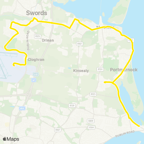 Go-Ahead Ireland Dublin Airport - Sutton DART map
