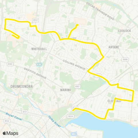 Go-Ahead Ireland Clontarf Station - DCU (The Helix) map