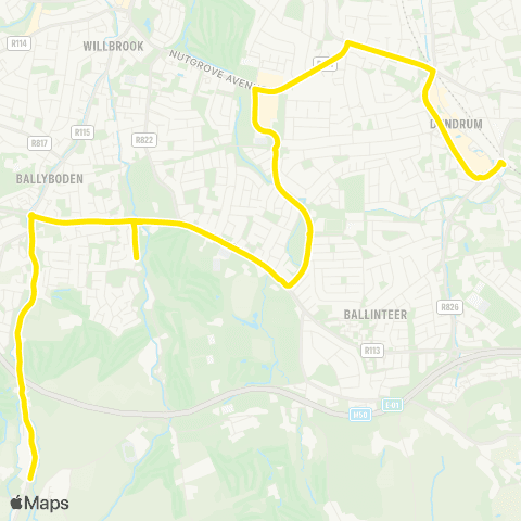 Go-Ahead Ireland Rockbrook - Dundrum map