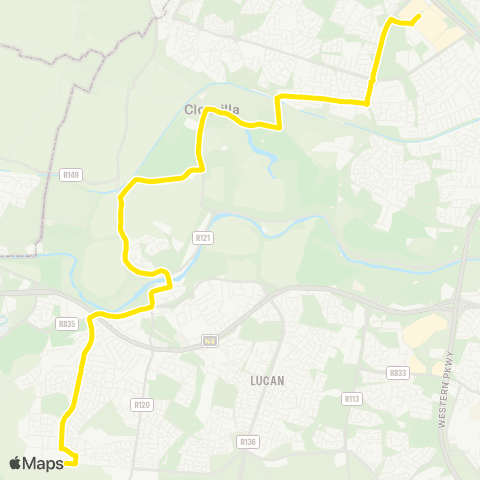 Go-Ahead Ireland Blanchardstown SC - Adamstown Station map