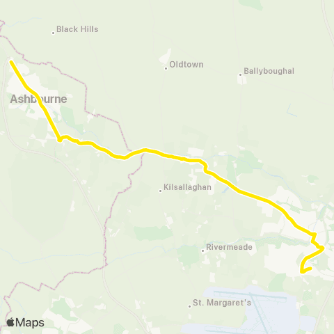 Go-Ahead Ireland Airside Ind. Estate, stop 7210 - Ashbourne Retail Pk, stop 101001 map