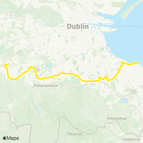 Go-Ahead Ireland Kingswood Avenue - Dun Laoghaire Station map
