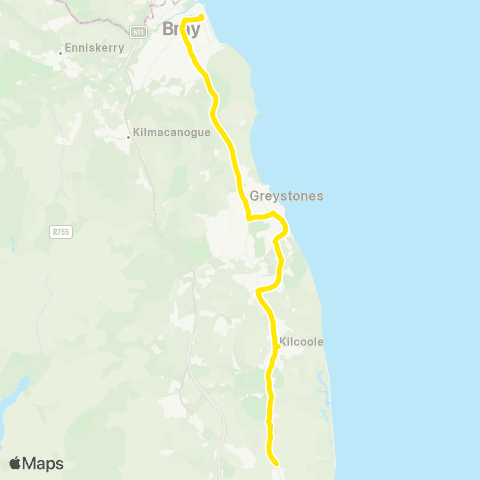 Go-Ahead Ireland Sea Road, Newcastle - Bray Station map