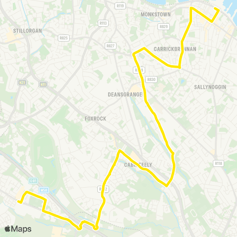 Go-Ahead Ireland Dun Laoghaire Sta - Leopardstown Valley map
