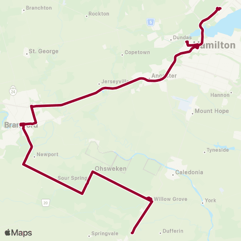 GO Transit Brantford / Aldershot map
