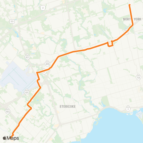 GO Transit Mississauga / North York map