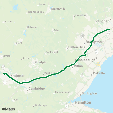 GO Transit Kitchener / Bramalea map