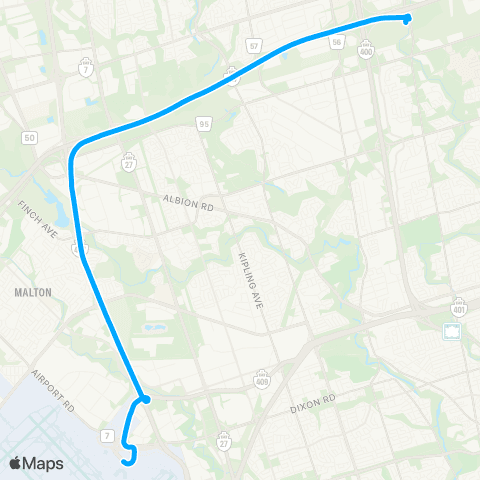 GO Transit Union Pearson Express map