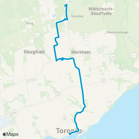 GO Transit Richmond Hill map