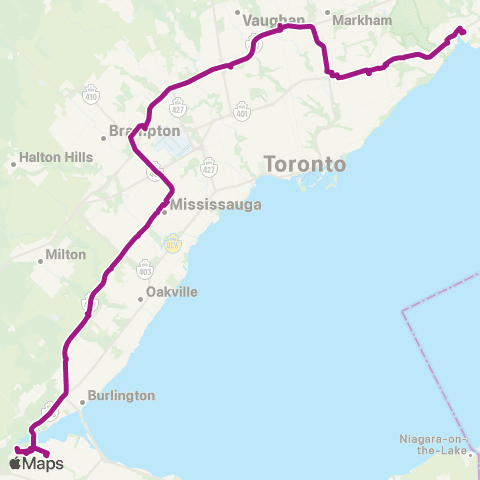 GO Transit Hamilton / Pickering map