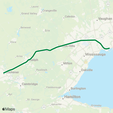 GO Transit Kitchener map