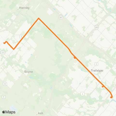 GO Transit Milton / Oakville map
