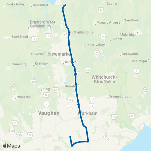 GO Transit Keswick / North York map