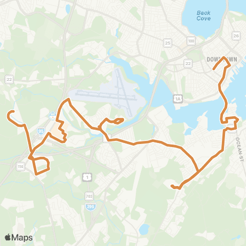 Greater Portland Metro Bus Maine Mall via Broadway map