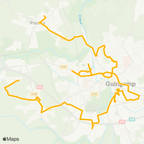 Guingamp-Paimpol Mobilité Parc des sports - Gare SNCF - Pors Monfort map