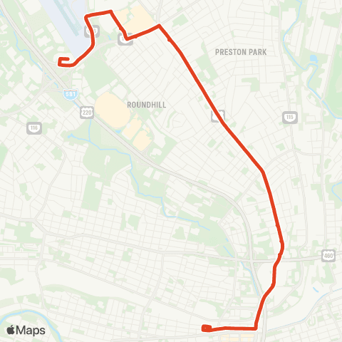 Valley Metro 22 - Valley Court to 3rd St Station map