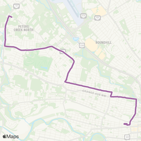 Valley Metro 85 - 3rd St Station to Peters Creek Road map
