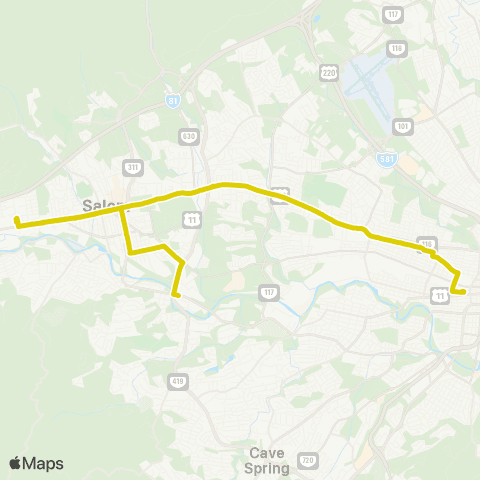 Valley Metro 91 - 3rd St Sta to Salem / VA Hospital map