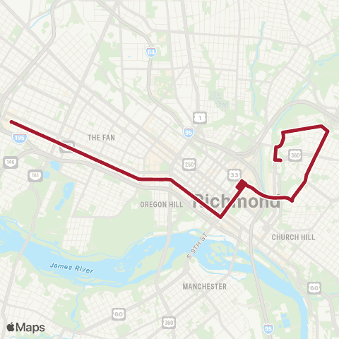 GRTC Cary / Main / Whitcomb map