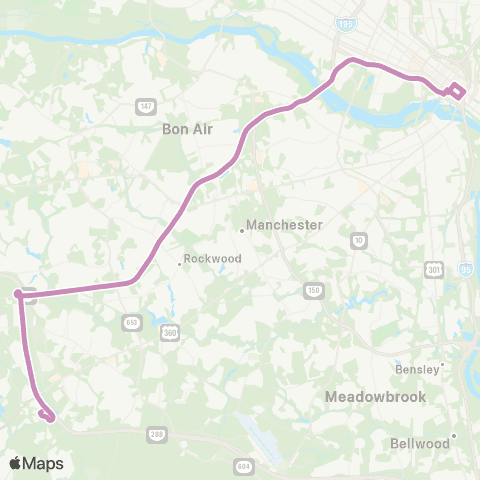 GRTC Commonwealth 20 Express (CHF) map