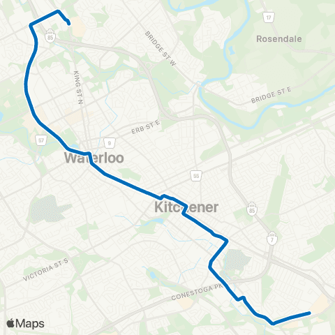 GRT ION Light Rail map