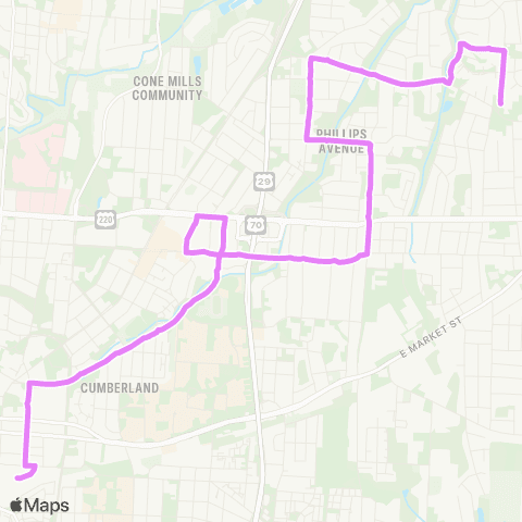 Greensboro Transit Agency Bessemer Avenue / Phillips Avenue map