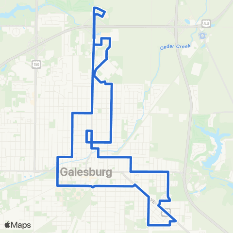 Galesburg Transit Blue East map