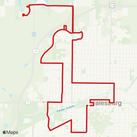 Galesburg Transit Red West map