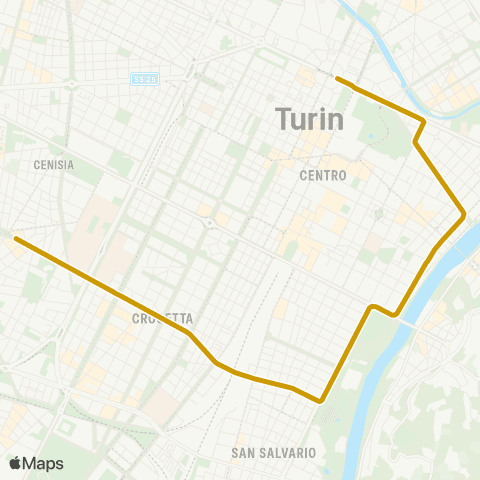 GTT Torino Circolare Destra, Piazza Sabotino - Piazza Della Repubblica - Piazza Sabotino map