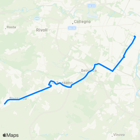GTT Torino Torino - Fiat Rivalta map