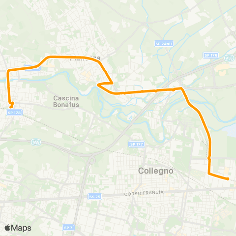 GTT Torino Piazza Robotti (Alpignano) - via De Amicis (Fermi M1 - Collegno) map