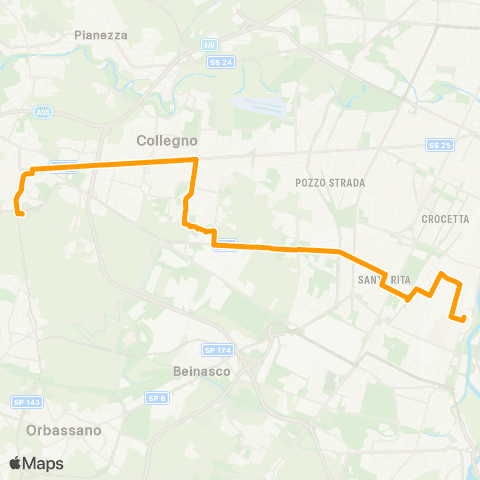 GTT Torino Ospedale Di Rivoli - via Ventimiglia map
