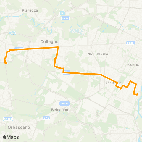 GTT Torino Feriale, via Crea (Grugliasco) - via Ventimiglia map