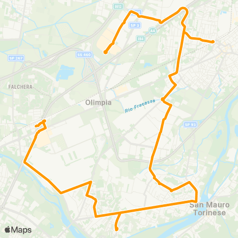 GTT Torino Via Paganini (Settimo T.SE) - Park Stura (Feriale) / Piazza Mochino (Festivo) map