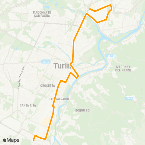 GTT Torino Speciale Stabilimenti, via Vigliani - Strada Cascinette map