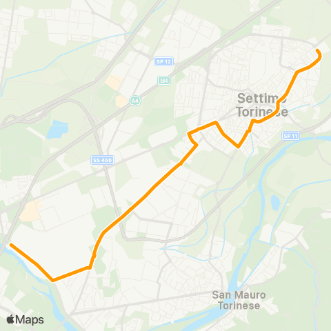 GTT Torino Speciale Stabilimenti, via Lombardia (Settimo T.SE) - Lungo Stura Lazio map
