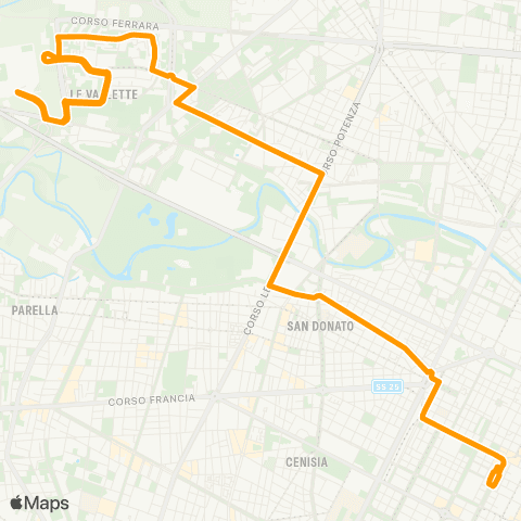 GTT Torino Piazzale Vallette - Piazza Solferino map