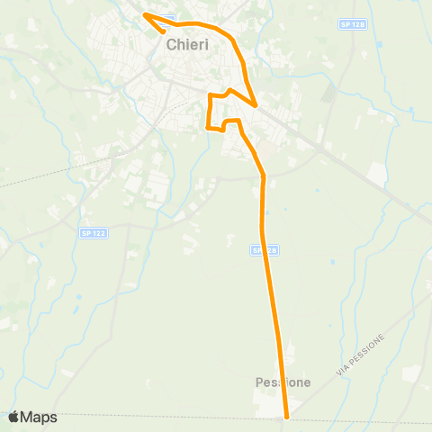 GTT Torino Feriale, Piazza Rossi (Pessione) - via Vittorio Emanuele II (Chieri) map