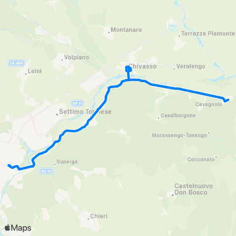 GTT Torino Torino - Settimo - Vallecerrina - Casale map