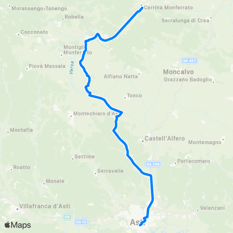 GTT Torino Vallecerrina - Asti map