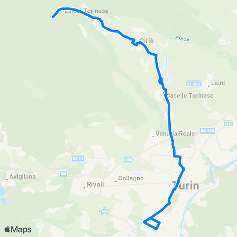 GTT Torino Cirié - Torino (Fiat Mirafiori) map