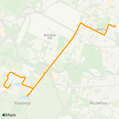 GTT Torino Stazione Lingotto - Stupinigi - via Orbassano (Borgaretto) map