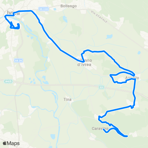 GTT Torino Cossano - Ivrea map