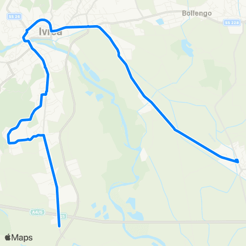 GTT Torino Ivrea Linee 1 (Bollengo - Bellavista) - 1sb (San Bernardo - Albiano) map